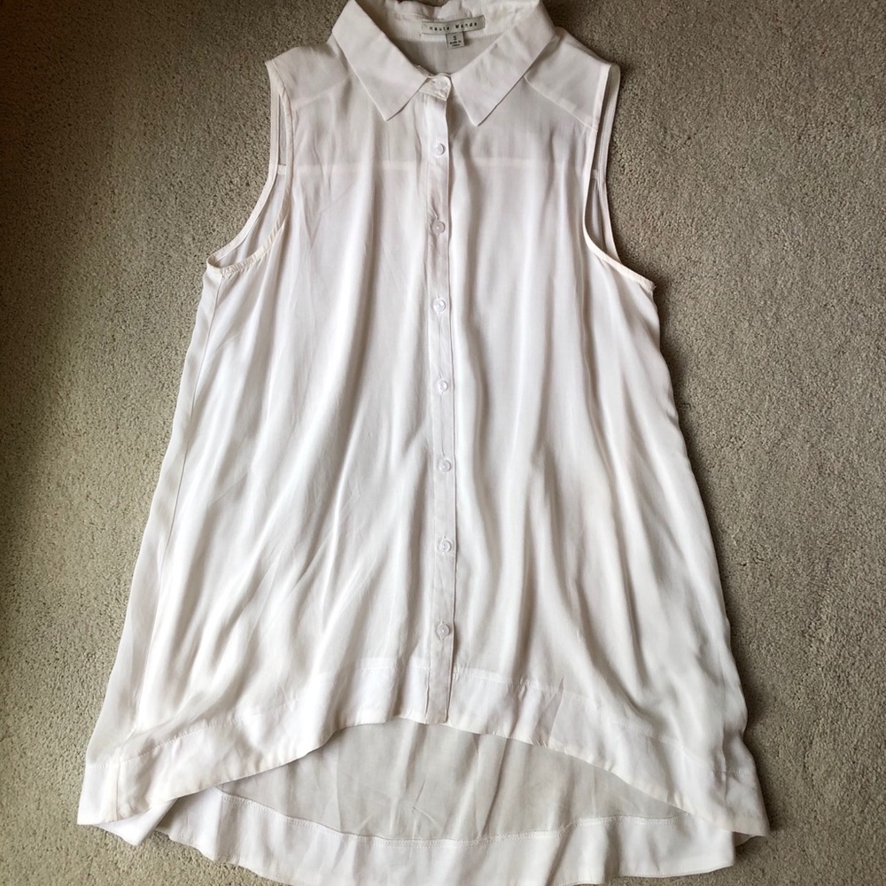 Women’s Haute Monde small white lightweight sleeveless swing blouse